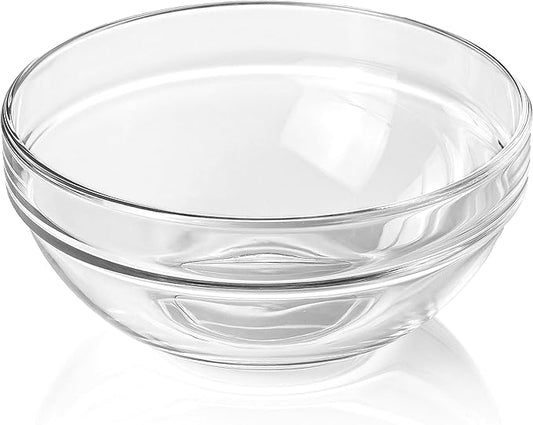 Red Co. 0.6 Quart Fully Tempered Clear Glass Mixing and Prepping Bowl with Safety Rim, Standard