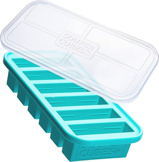 Souper Cubes 1/2 Cup Silicone Freezer Mold, Perfect for Storing Soups, Sauces, Juices, Desserts, Smoothie Prep and More, Freezer Portion Mold for Meal Prepping - Aqua - 1-Pack