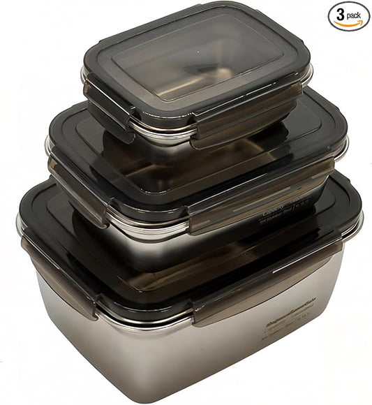 Stainless steel food storage containers leak proof & airtight lids for Kitchen,stainless steel bowl,meal prep lunch box,freezer and microwave safe (17/34/95 oz)