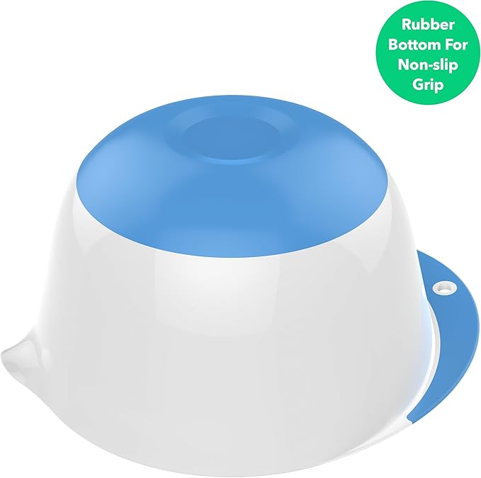 Vremi 3 Piece Plastic Mixing Bowl Set - Nesting Mixing Bowls with Rubber Grip Handles Easy Pour Spout and Non Slip Bottom - Three Sizes Small Large Capacity for Kitchen Baking or Salad - White Multi