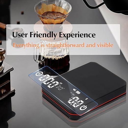 Coffee Scale with Timer, Rechargeable Coffee Bean Scale, Mini Digital Coffee Scale, Measurement Down 0.1g