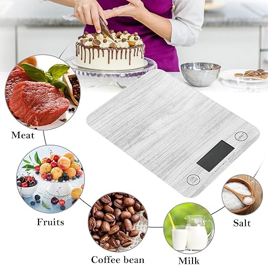 Food Scale Kitchen Scale for Baking Cooking Digital Food Weighing Measuring Scale Small Waterproof Electric Food Scale Gray Textured