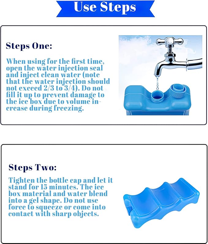 Large Ice Packs, Ice Box Cooler, Cool Coolers Compact Reusable Ice Pack Piece, Wavy Cooling Pad Perfect for Cola, Beer Cans to fit in Lunch Boxes, Coolers, and Beach Bags Blue