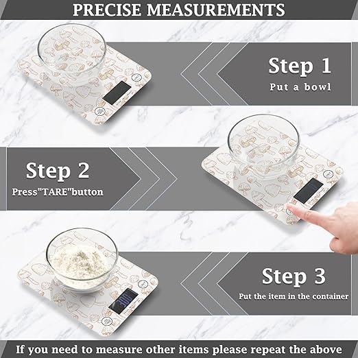 Food Scale Kitchen Scale for Baking Cooking Digital Food Weighing Measuring Scale Small Waterproof Electric Food Scale Beige Mushroom