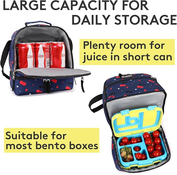 Tilami Lunch Bags Insulated Adjustable Strap Zipper, Water-Resistant Cooler Bags, Bento Bags for Kids Toddlers, Baseball