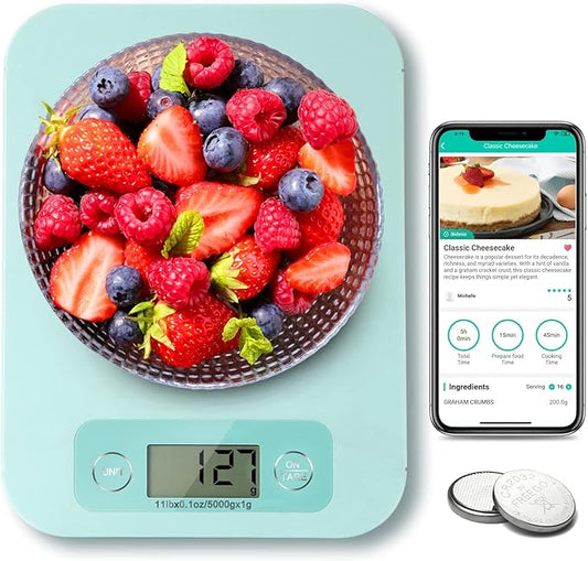 Smart Food Scales for Kitchen - Digital Food Scale with Nutritional Calculator Analysis App, Food Weight Scale Grams and Ounces, Food Scale for Weight Loss, Calories Counting, Meal Prep