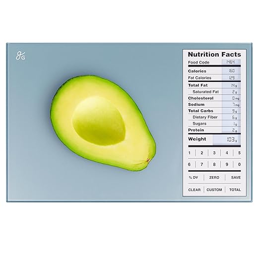 Nutrition Scale by Greater Goods with Food Grade Glass, Perfect for Calorie Counting, Meal Prep, and Weight Loss (Stone Blue)