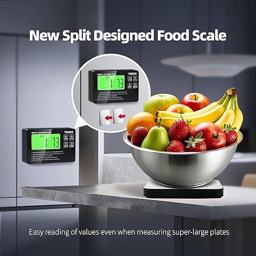 Food Scale, 2024 Newly Split Designed 33lb Digital Kitchen Scale with 7 Units Tare Function & LCD Display,1g Precise Graduation Food Scale Weight for Baking/Cooking/Dieting/Meal Prep1