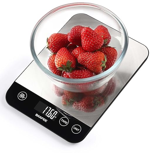 33LB Digital Kitchen Scale, Rechargeable Food Scale Grams and Ounces with Stainless Steel, USB Charging, 1g High Accuracy for Baking and Cooking, Food, etc