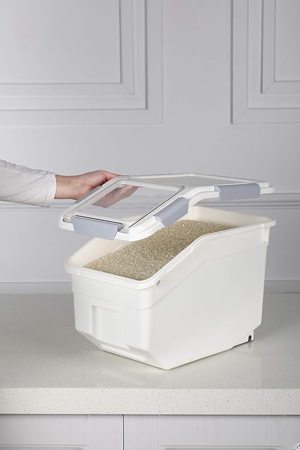 Grain Storage Container 20 lb (10 Liter) with Wheels Seal Locking Lid PP(Pack-2)