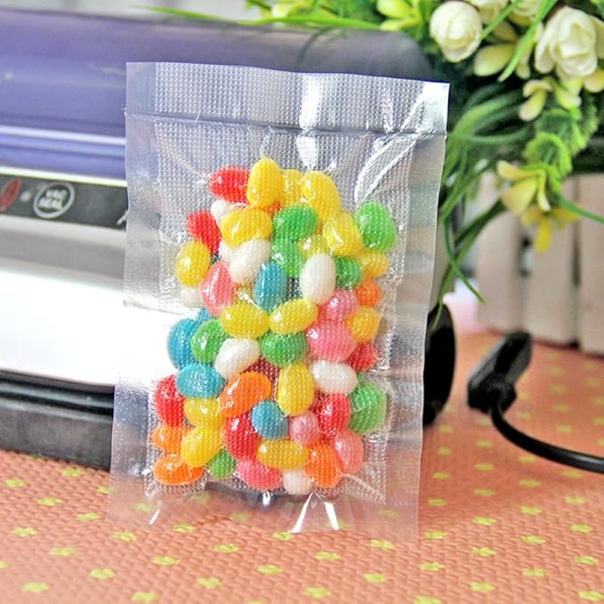 FERENLI 100 Pieces 4.7x6.7 inch (Usable Size 4.3x6.1 inch) Vacuum Sealer Bags for Food Storage Open Top Clear Plastic Flat Pouches Bulk Food Packaging Bags with Tear Notch