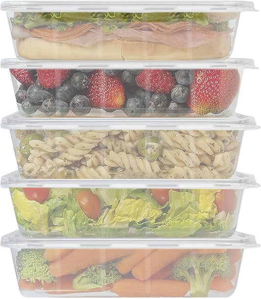 50 Pack 17oz Deli Containers with Lids Freezer Food Storage Containers Lunch Salad Container Plastic Container with Lids Meal Prep Container Reusable Sets BPA Free Bento Box Dishwasher