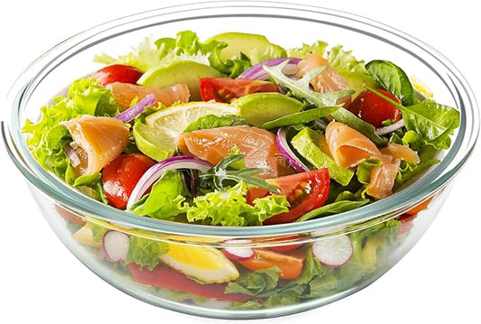 6.5 Quart Large Glass Mixing Bowl, Clear Large Salad Bowls for Kitchen Dishwasher, Freezer, Microwave & Oven Safe Bowls