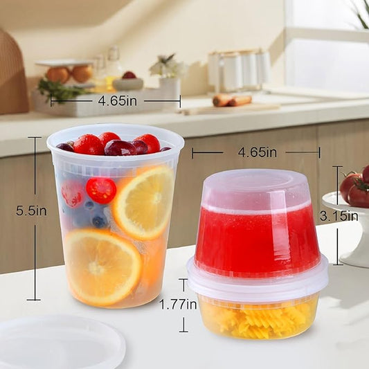 48Sets Deli Containers with Lids (8oz, 16oz, 32oz Each), Food Srorage Containers with Lids Airtight, Disposable Soup Containers with Lids, Microwave/ Freezer/ Dishwasher Safe, Leakproof, BPA Free