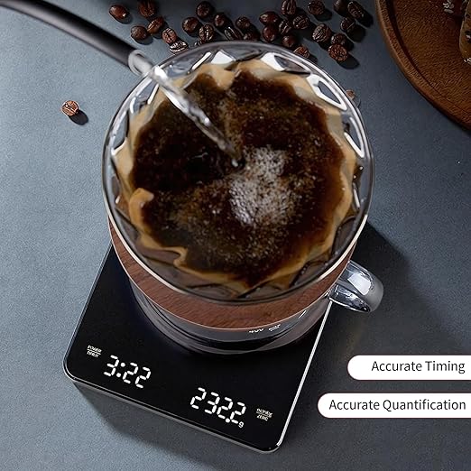 ShanSon Coffee Scale with Positive and Negative Timer 3kg/0.1g High Precision Kitchen Scale Drip Espresso Scale with Backlit LED Display for Baristas and Home Brewing,Black
