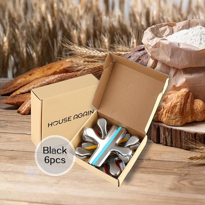 HOUSE AGAIN 6 Pack Stainless Steel Chip Bag Clips Covered with Colorful Silicone - NO More Sharp Edges - Color Coded for Food Bags - Air Tight Seal, Heavy Duty for Kitchen and Office, 5 Inches-Silver