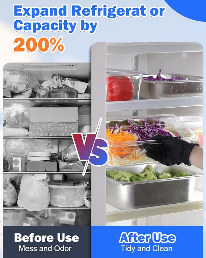1/6 Size 2.5 Inch Clear NSF Polycarbonate Food Pan-9 PCS[Food Grade][Hot&Cold Resistant] Commercial Pans with Lids, Restaurant Food Storage Containers Hotel Pan(BPA-FREE)