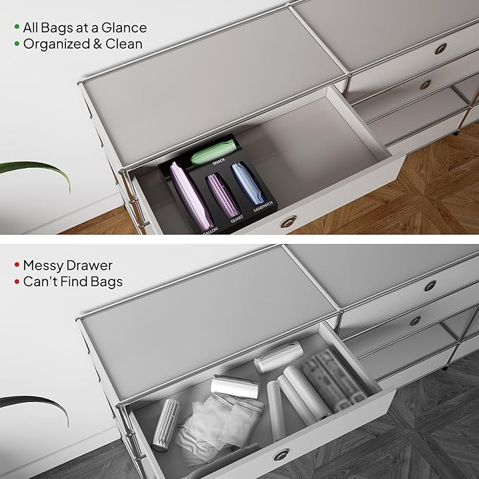 Aquiver Acrylic Food Storage Bags Organizer Bags Holder (Black), Clear