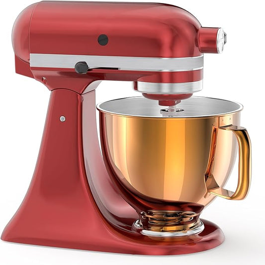5QT Stainless Steel Mixer Bowl Compatible with Kitchenaid Stand Mixers, Kitchenaid Mixing Bowl Replacement Bowl for 4.5-5 QT Tilt-Head Mixer with Handle, Rose gold