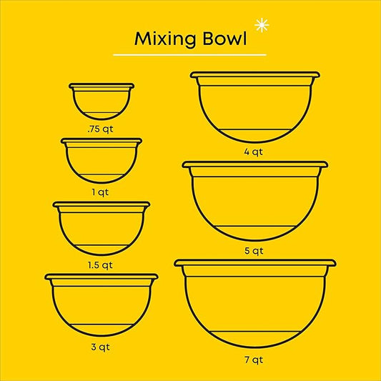 JoyJolt Stainless Steel Mixing Bowls with Airtight Lids, 7 Piece Nesting Bowls Set for Kitchen with Measurement Marks, Non-Slip Bottoms, Cooking, Baking, Prepping, Storage, 7/5/4/3/1.5/1/.75QT, Black