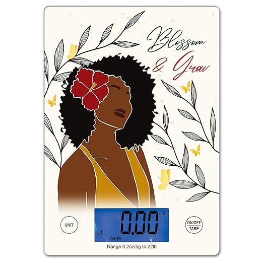 Digital Kitchen Scale for African American Women, in Grams, Ounces, Milliliters & Pounds, LCD Display, for Meal Prep, Cooking and Baking