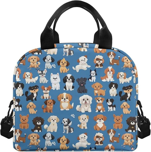 Showudesigns Puppy Dog Lunch Bag for Girls 6-8 8-10 Kids Lunch Box Cute Insulated Lunch Containers with Shoulder Strap Travel Bag Picnic Bags Back to School Office Lunch Tote Kit
