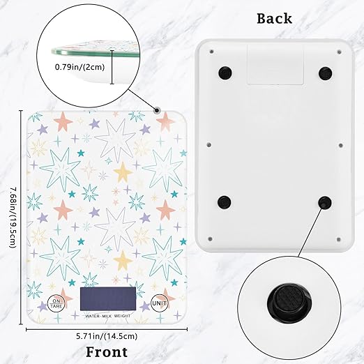 Food Scale Kitchen Scale for Baking Cooking Digital Food Weighing Measuring Scale Small Waterproof Electric Food Scale Cute Stars