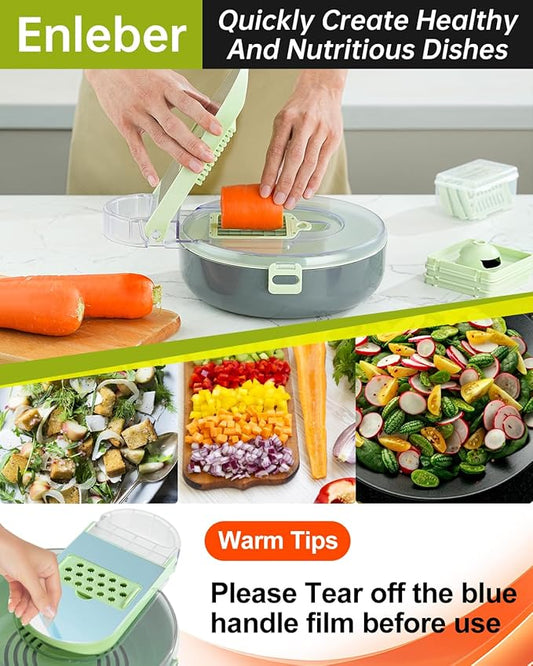Vegetable Chopper Slicer Pro Mandoline Veggie Slicer Multi All in 1 Food Chooper with Container Onion Chopper, Kitchen Vegetable Slicer Dicer Cutter Egg Separator Kitchen Gadgets
