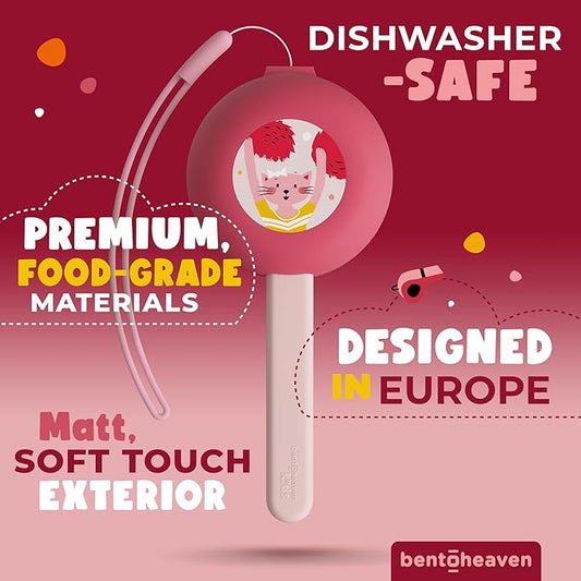 Bentoheaven Kids Travel Utensils with Case, Food-Grade Stainless Steel & BPA-Free Plastic, Travel Kid Cutlery Set, Dishwasher Safe Fork, Spoon & Case, Reusable Flatware, Silverware for Kids (Cats)