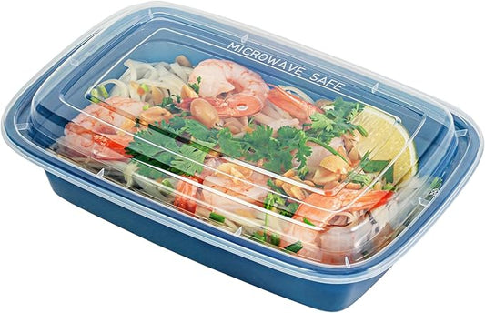 Asporto 24 Ounce Take Out Containers, 100 Food Containers With Lids - Microwavable, Disposable, Midnight Blue Plastic To Go Food Containers, No BPA, For Take Out And Delivery - Restaurantware