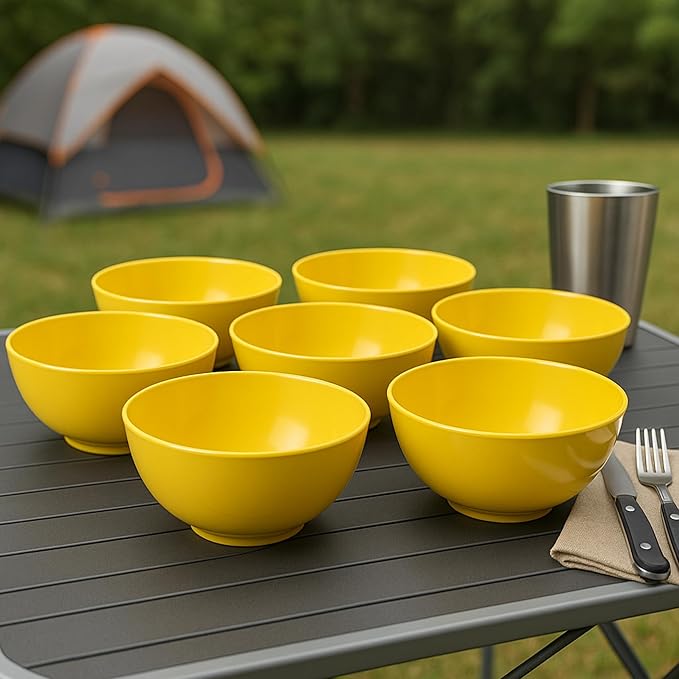 Calypso Basics by Reston Lloyd Melamine Bowl, Set of 6, Lemon Yellow