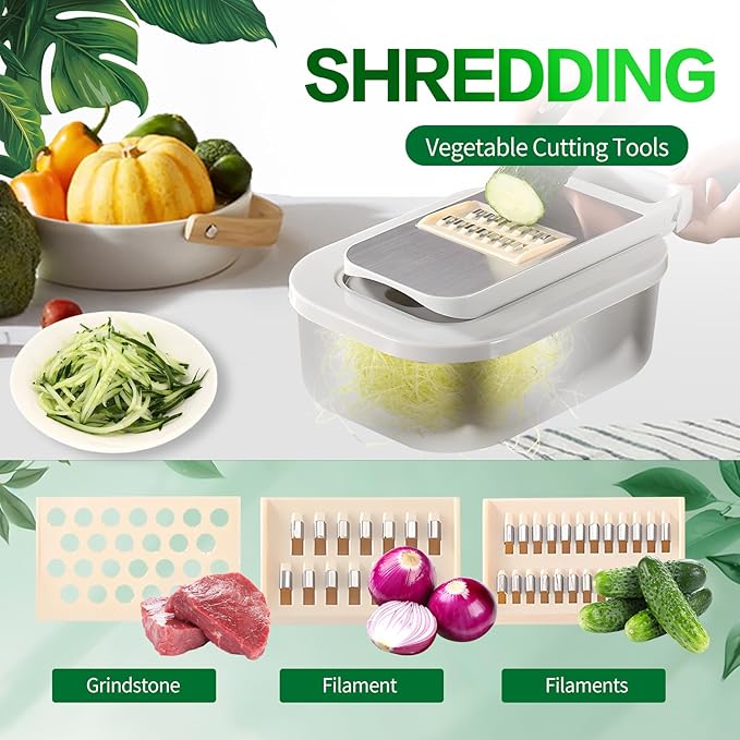 Vegetable Chopper with Container, Alligator Veggie Chopper Manual, Full-Set Vegetable Chopper, 9 in 1 Time-Saving Kitchen Gadgets, Verduras Picadora