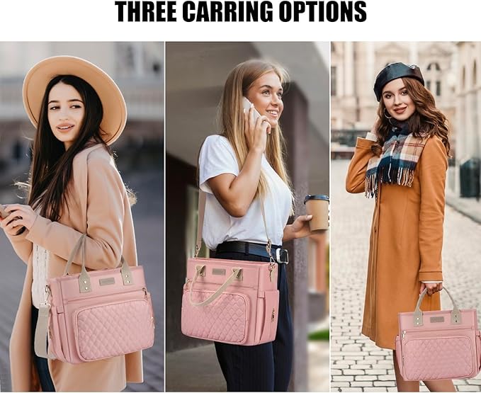 Large Women Lunch Bags for Work/Insulated Adult Lunch Box for Women/Durable Nylon Thermal Lunchbox for Womens/Leakproof Cooler Tote Bag with Storage Pocket (pink with cotton strap)