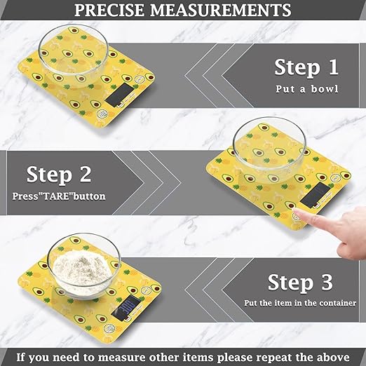 Food Scale Kitchen Scale for Baking Cooking Digital Food Weighing Measuring Scale Small Waterproof Electric Food Scale Avaocado Pineapple Banana