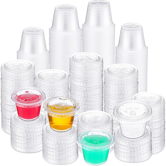 Macarrie 2000 Pieces 1 oz Containers with Lids 1 oz Portion Cups Disposable Souffle Cups Sauce Cups Salad Dressing Container Plastic Food Cups for Restaurant Picnic Birthday Wedding Dinner Party