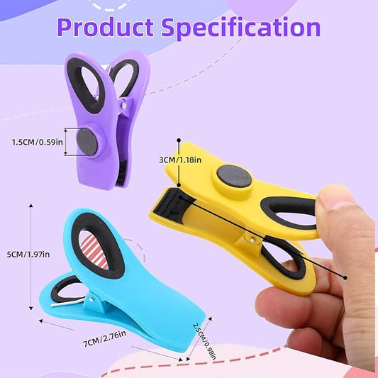 18 Pack Bag Clips with Magnet,Chip Clips Bag Clips Food Clips,Bag Clips for Food Storage,Magnet Clips,Magnetic Bag Clips for Bread Bags,Snack Bags,Food Bags,Clips for Fridge,9 Assorted Bright Colors