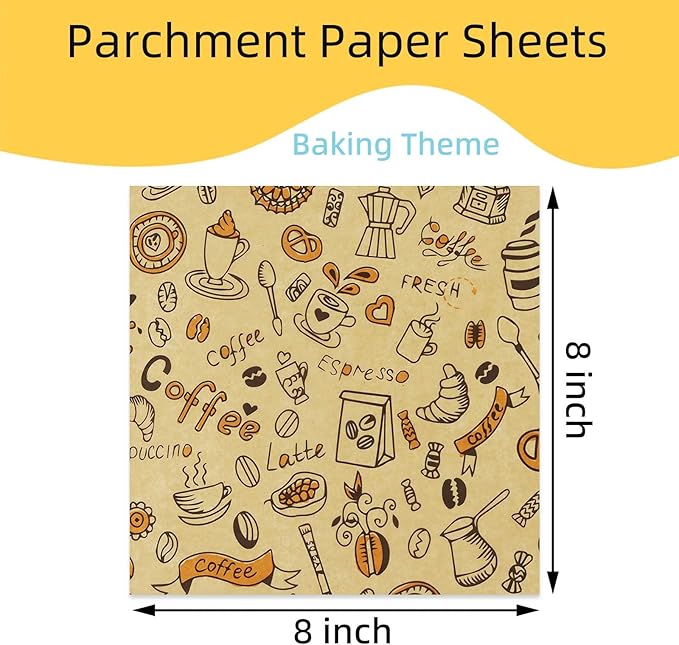 Premium Deli Paper Sheets 8"x8" - 300Pcs Greaseproof Liners for Food Boats, Pre Cut Deli Sandwich Wrappers, Best Kraft Food Wrapping Paper Sheets for Picnic, Festival, Fair or BBQ.