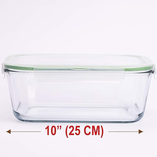 120 oz Large Glass Food Storage Containers with Airtight Lids 3.5 L Family Size Extra Large Bakeware Marinating Lock Baking Dish Container Glass Bowls Rectangle