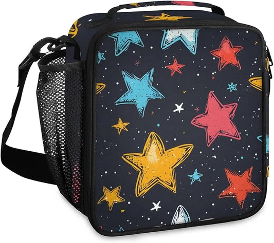 Colorful Stars Lunch Bag Personalized Lunch Bag Insulated Lunch Bag Reusable Lunch Box Picnic Travel Lunch Tote Bag Snack Bag