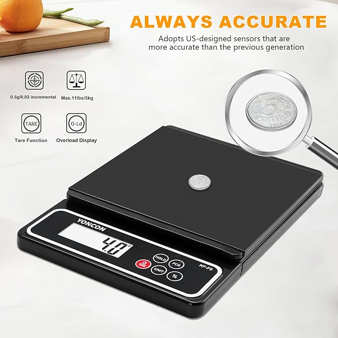 Digital Food Scale, kF-F8 Scale for Food Ounces and Grams with Pull-Out Display,11lb/0.02oz Super Accurate Kitchen Scale Digital Weight for Cooking, Baking, with% Function (Includes Batteries