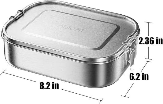 47oz/1400ML Stainless Steel Lunch Box, 5 Compartments Bentobox for Kids or Adults, Metal Bento Box with Lockable Clips, Leakproof Food Storage Container for Work Lunch