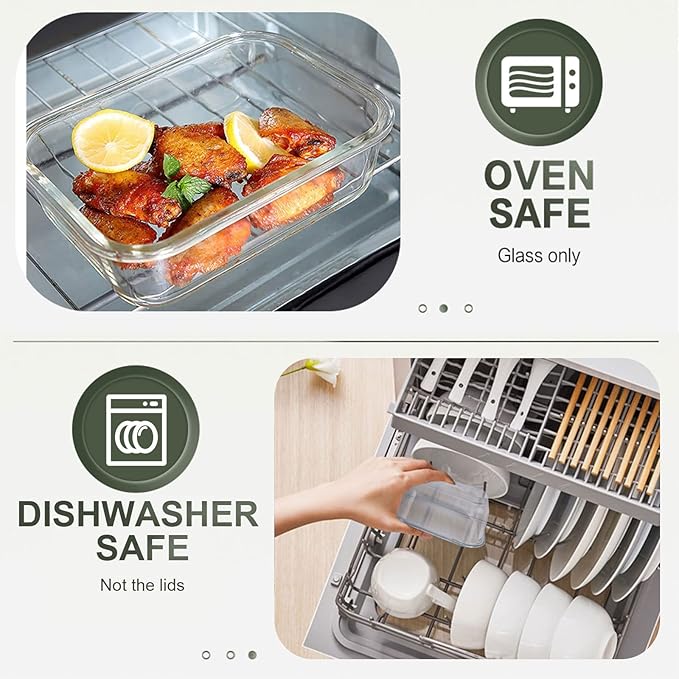 30 Pieces Glass Food Storage Containers Set, Glass Meal Prep Containers Set with Snap Locking Lids, Airtight Glass lunch Containers for Microwave, Oven, Freezer & Dishwasher,Gray
