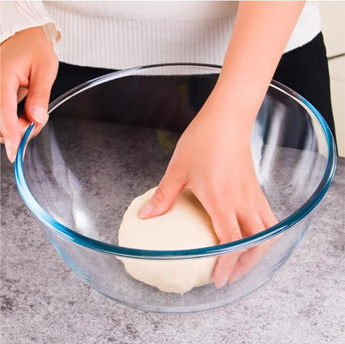 2-Pack Glass Mixing Bowls (2.85 QT, 4.76 QT) with BPA-Free Lids, Prepping and Baking Food Storage Set, Dishwasher, Microwave and Freezer Safe (2700+4500ML)