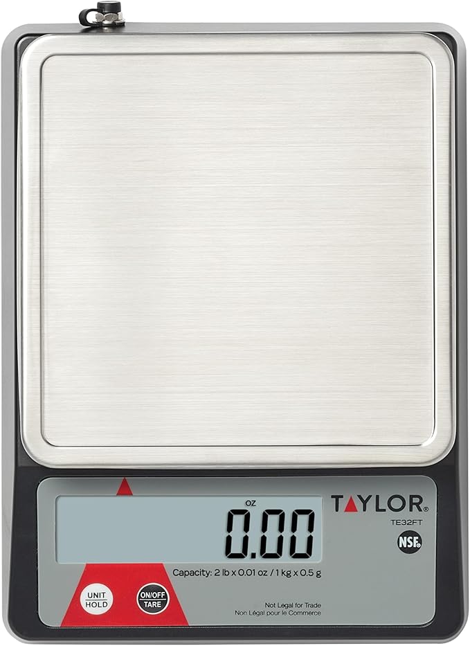 Taylor Compact Digital Portion Control Scale, Food Scale for Precise Weight Measuring and Portion Control, Tare and Hold Function, NSF, 32OZ, Stainless Steel Platform
