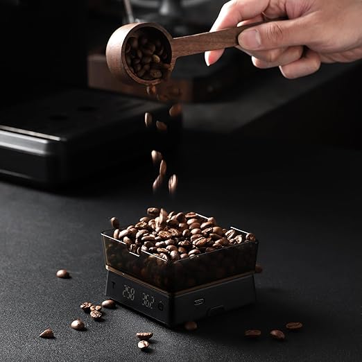 Mini Coffee Digital Scale with Timer, Rechargeable Kitchen Electronic Scale, Compact Digital Scale for Precision Brewing, Accurate Measurement for Espresso & Pour Over (Black)