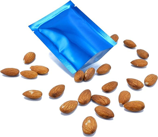 QQ Studio 100 PCS Metallic Mylar Foil Open Top Sealable Bags (8x12cm(3.1x4.7"), 100x Dark Blue)
