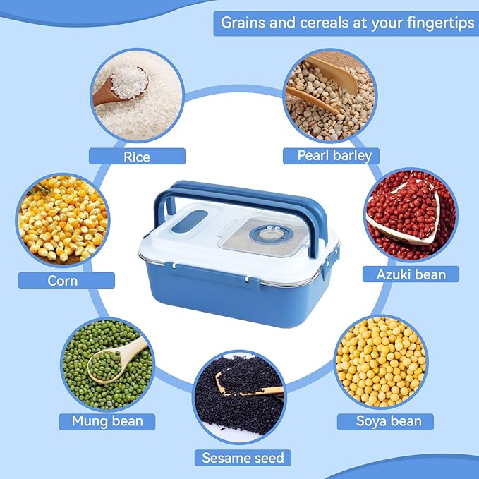 15lbs Stainless Steel Flour Storage Bin Airtight Rice Storage Container Metal Cereal Grain Dry Food Storage Boxes for Kitchen Countertop Pantry, Blue