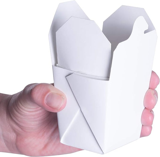 100% Recyclable 8oz White Small Chinese Take Out Boxes 50pk. Leakproof Greaseproof To-Go Containers For Restaurants Event Parties Food Service. Value Bulk Pack Microwaveable and Stackable Meal Pails.