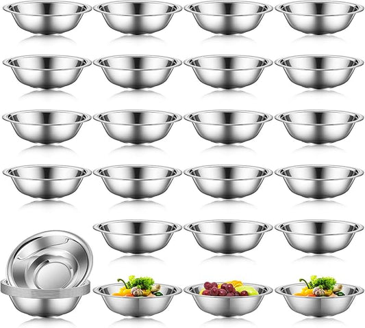 Tioncy 30 Pack Small Stainless Steel Bowls 6.3 Inch Wide Prep Bowls Stainless Steel Mixing Bowls Set for Kitchen Meal Prep Cooking Serving Baking