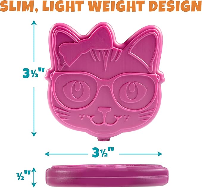 Kitty Reusable Hard Ice Pack- Set of 3- Fits Easily Inside Kids Lunch Box, Bento, Insulated Cooler Bag- Long Lasting Slim, Space Saving- Cool Freezer Packs Keep Food Cold For Hours- Back to School